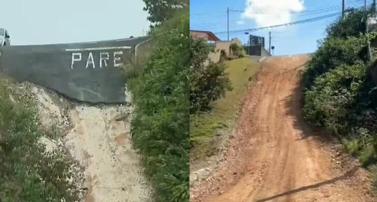Rua ‘paredão’ no Paraná: prefeitura põe pedras soltas em via e diz que é para facilitar circulação