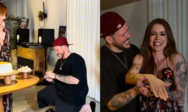 Ferrugem se ajoelha e pede Thaís Vasconcellos em casamento; vídeo