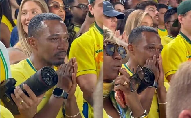Vídeo de pai de Endrick chorando emocionado com o filho na seleção viraliza; veja