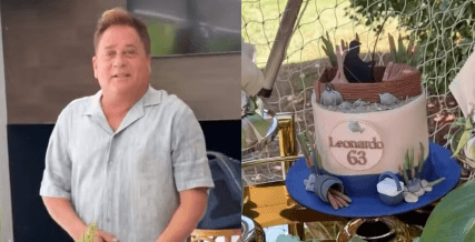 Leonardo comemora 63 anos com festa intimista em família e tema de pescaria