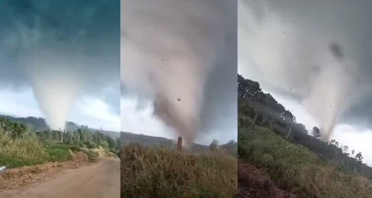 Agricultor chama atenção por tranquilidade enquanto filmava tornado no Paraná: ‘Se apavorar é pior’