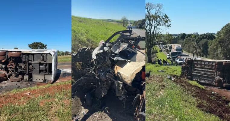 Ônibus tomba após batida com carro no Paraná; uma pessoa morreu e mais de 40 ficaram feridas